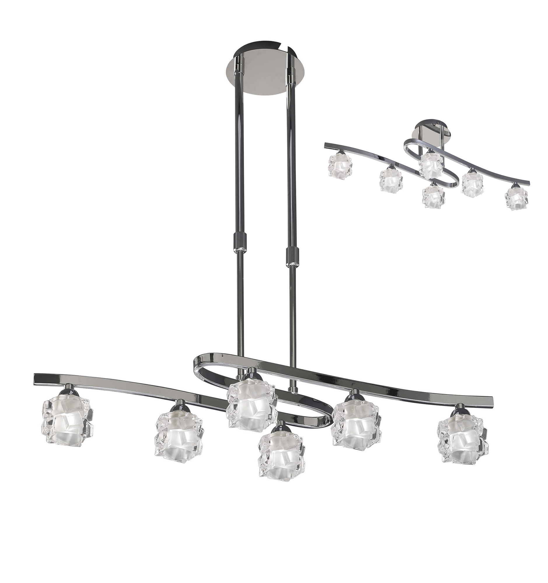 M1841  Ice Rectangular Telescopic/Semi Flush 6 Light